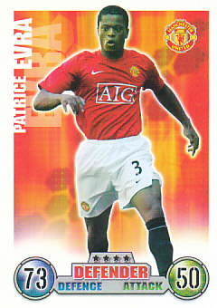 Patrice Evra Manchester United 2007/08 Topps Match Attax #181